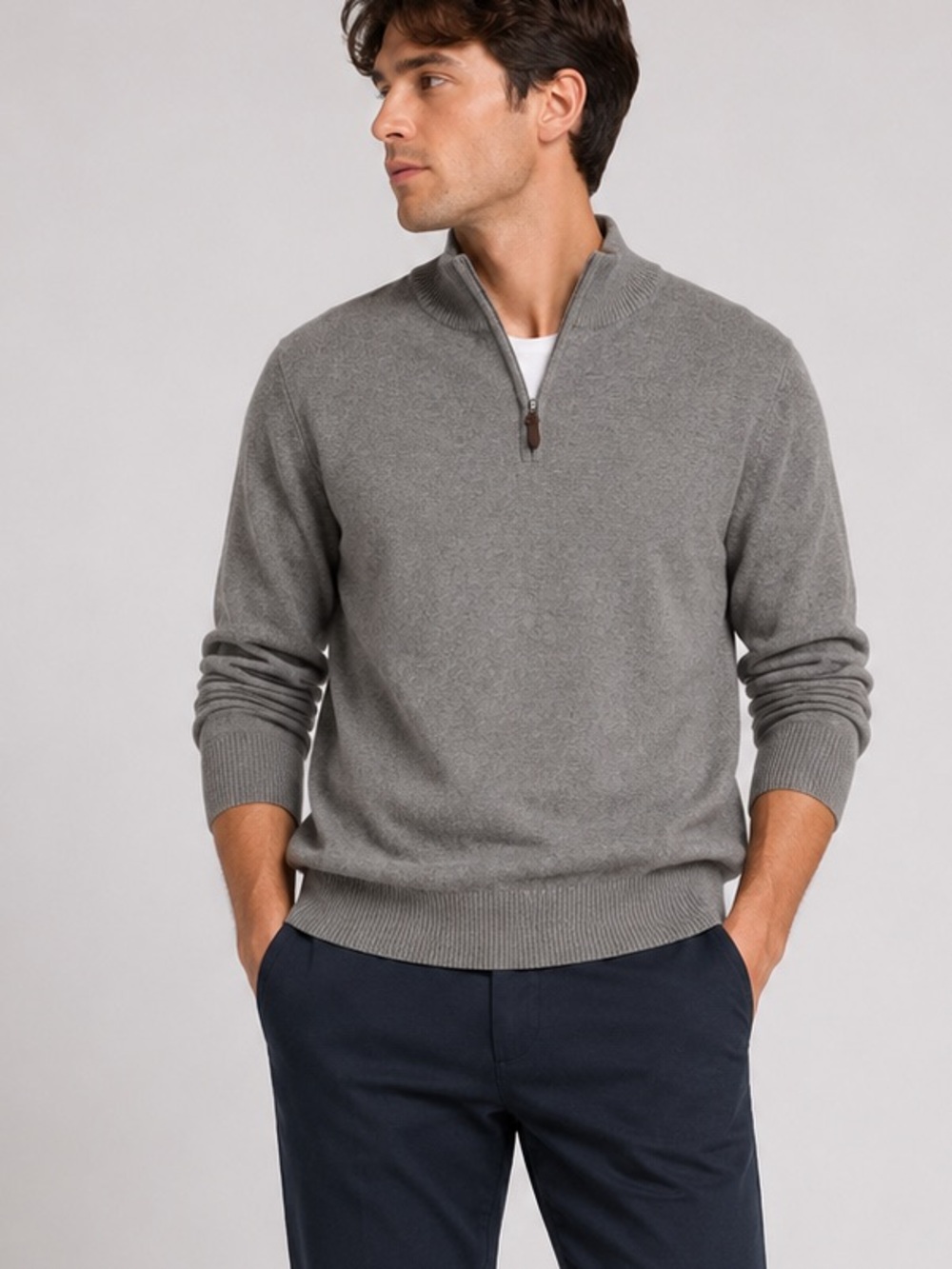 Men’s quarter zip knit sweater